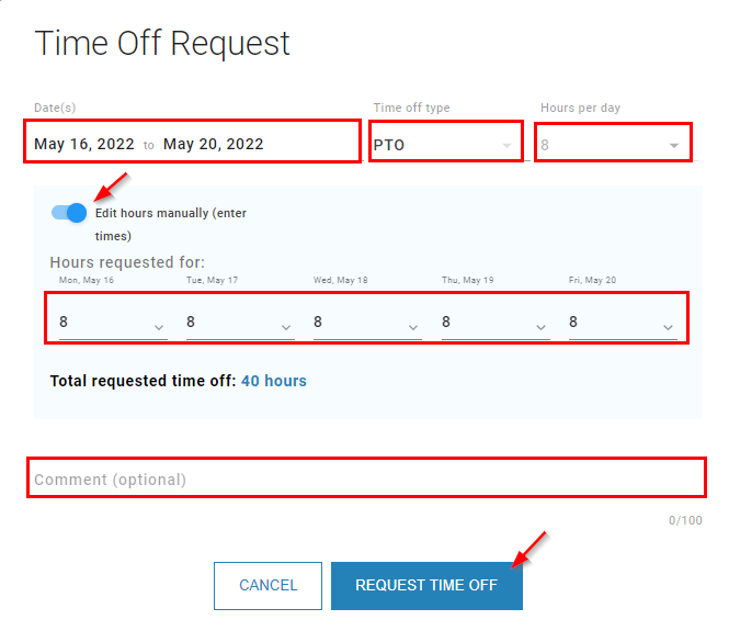 Request Time Off (SwipeClock) – Xenium HR